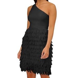 Aidan Mattox Chiffon Feather Cocktail Dress size 6 Worn once !